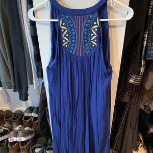 Tribal print royal blue boho dress